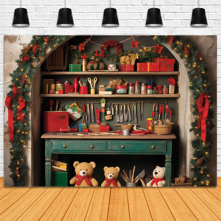 Weihnachts-Fotohintergrund Santa's Workshop Merry Crafts Hintergrund BRP11-87