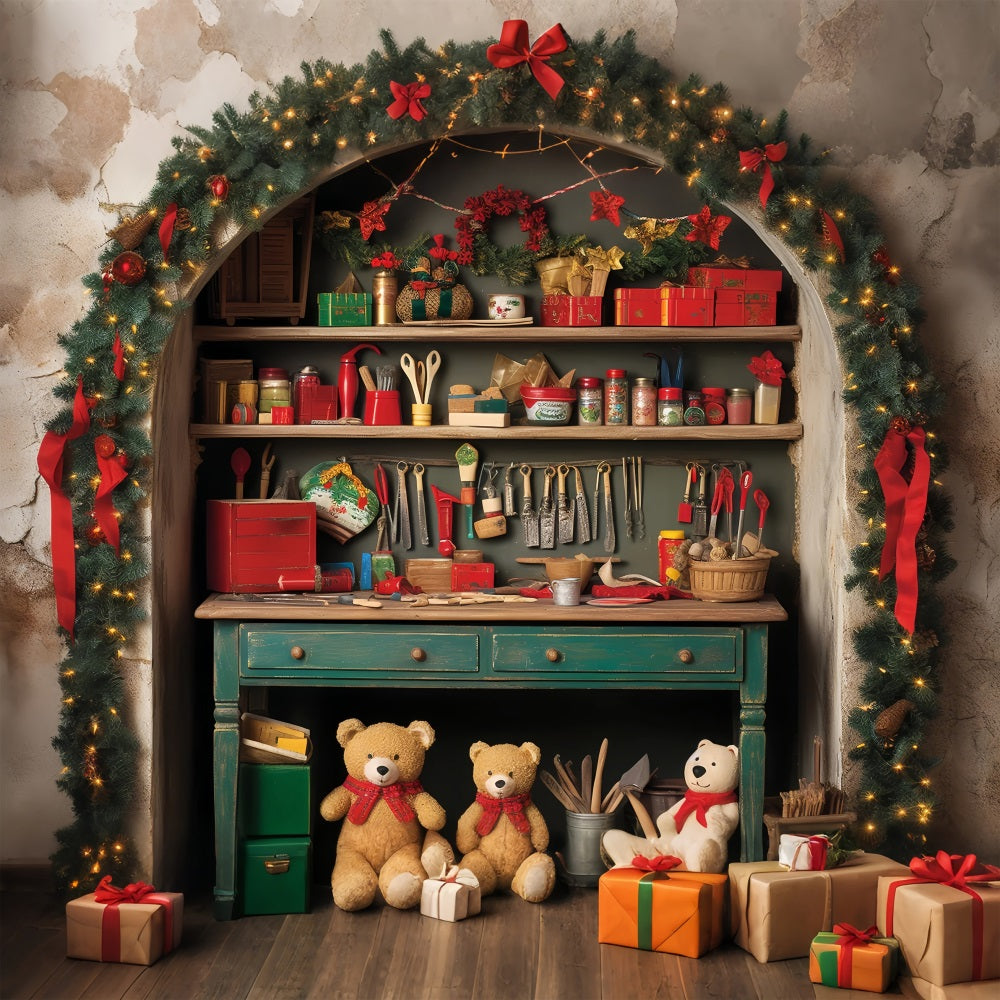 Weihnachts-Fotohintergrund Santa's Workshop Merry Crafts Hintergrund BRP11-87