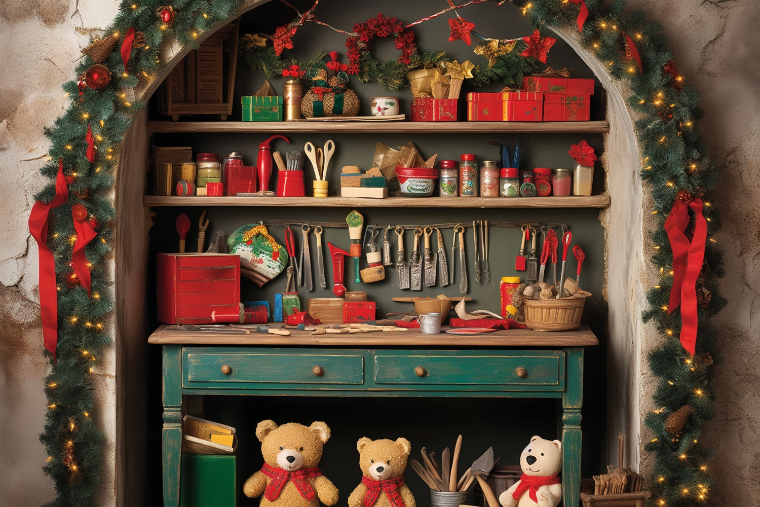 Weihnachts-Fotohintergrund Santa's Workshop Merry Crafts Hintergrund BRP11-87