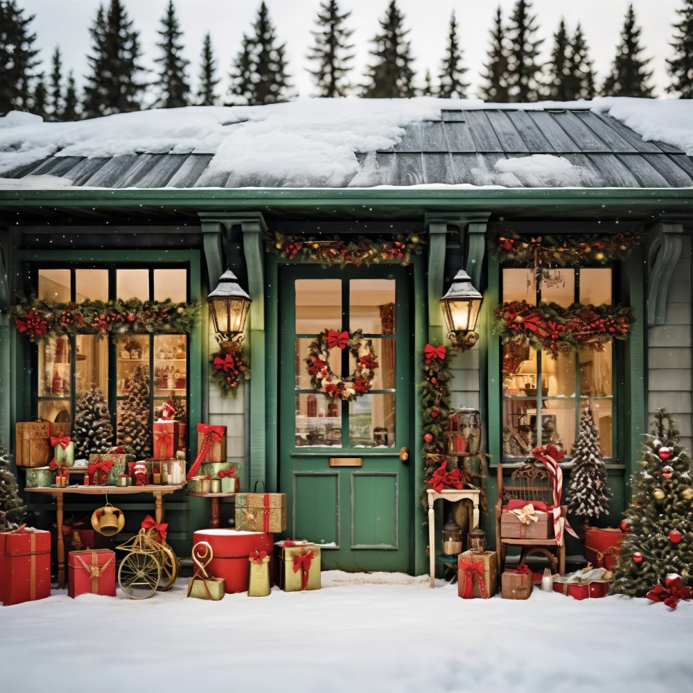 Weihnachtskulissen Santa's Werkstatt Eingang Geschenke Hintergrund BRP11-93