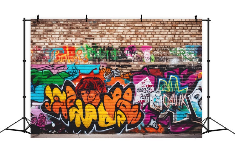 Graffiti Backsteinmauer Backdrop Brillante Kunst Backdrop BRP12-117