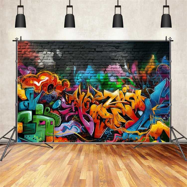 Graffiti-Wand-Hintergrund Dynamische Kunst Backsteinwand-Hintergrund BRP12-127