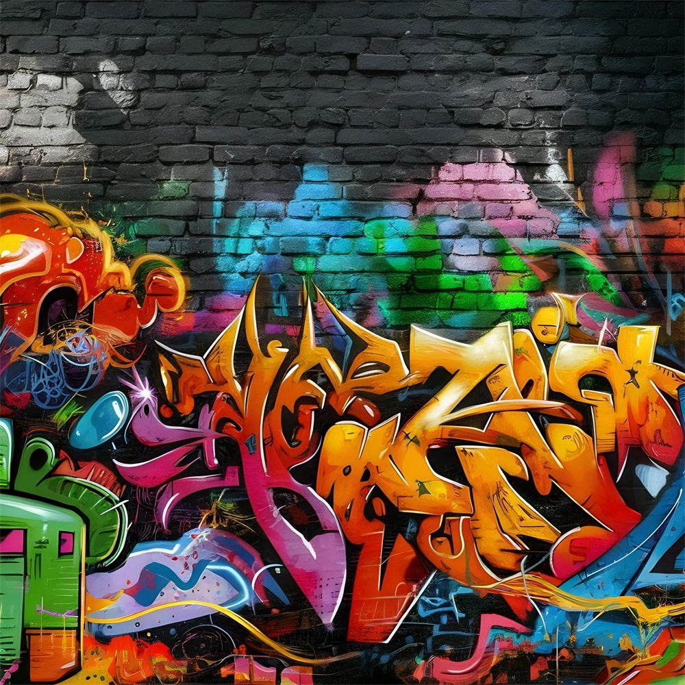 Graffiti-Wand-Hintergrund Dynamische Kunst Backsteinwand-Hintergrund BRP12-127