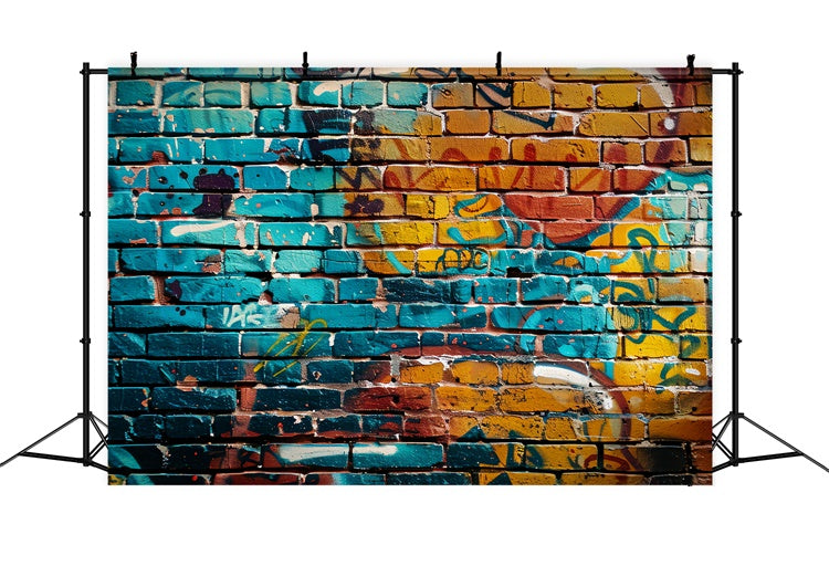 Graffiti Backdrop Bunte Backsteinmauer Fotografie Hintergrund BRP12-136