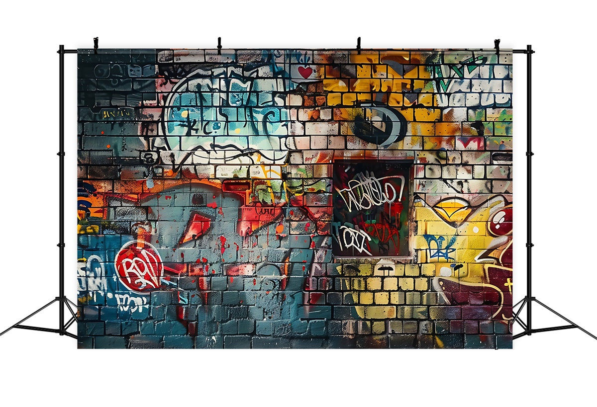 Backdrop Graffiti mehrfarbig Backsteinmauer Street Art Backdrop BRP12-149