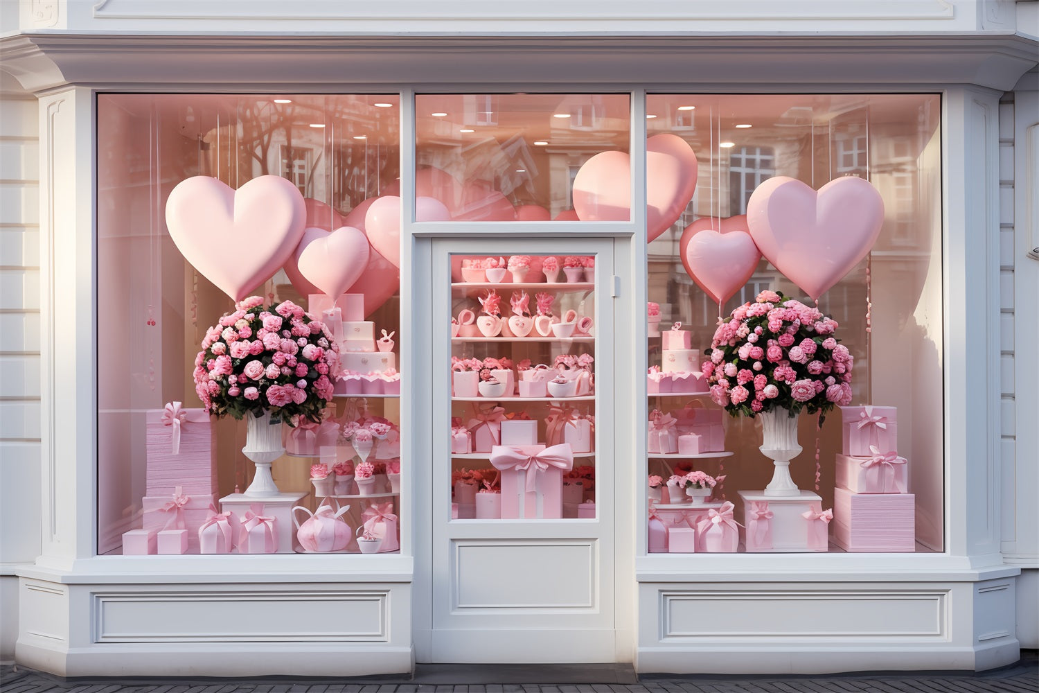 Valentine's Backdrop Liebe-Thema Fenster Luftballons Rosen Backdrop BRP12-191