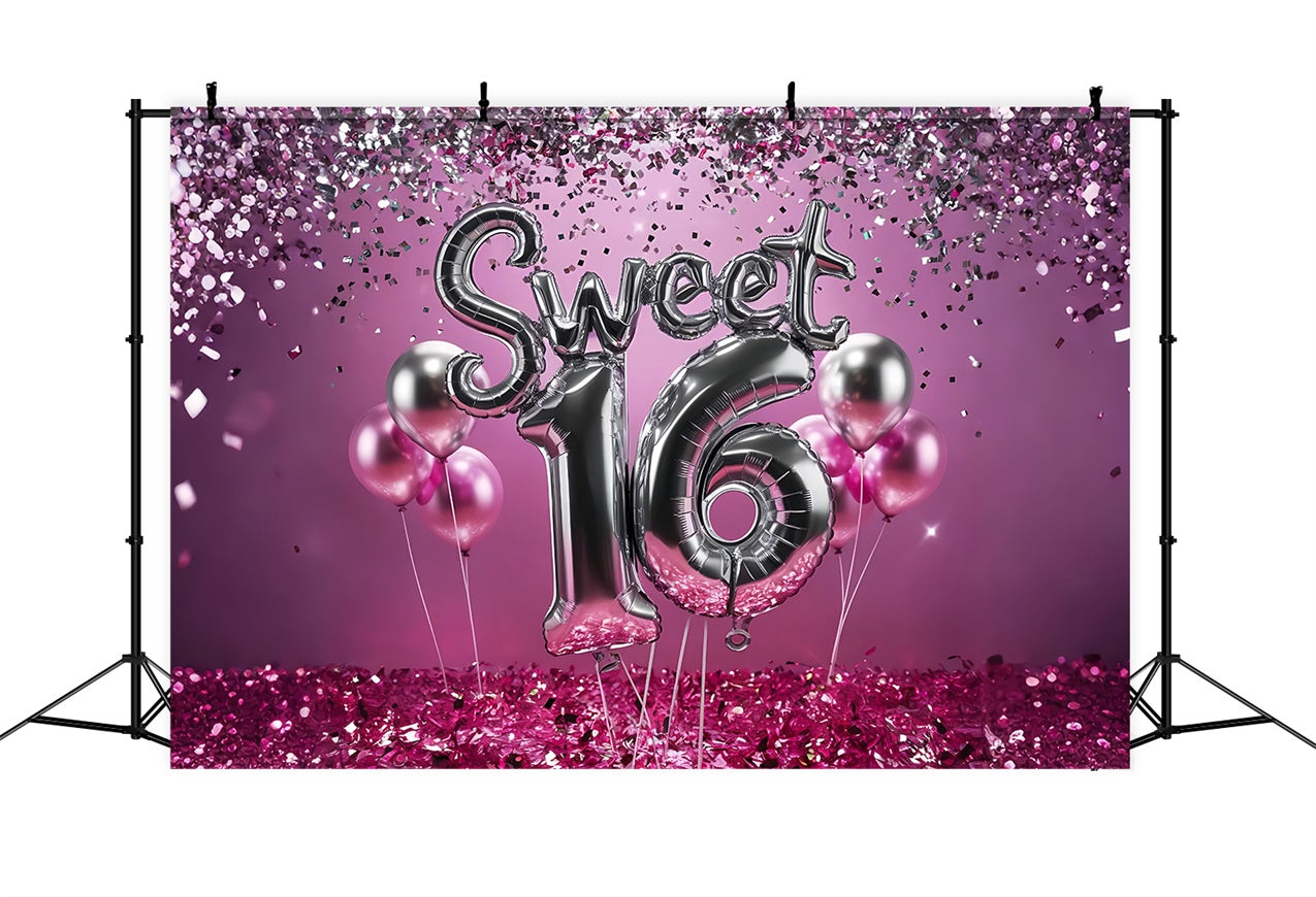 Geburtstag Backdrops Sweet 16 Celebration Rosa Ballon Backdrop BRP12-275