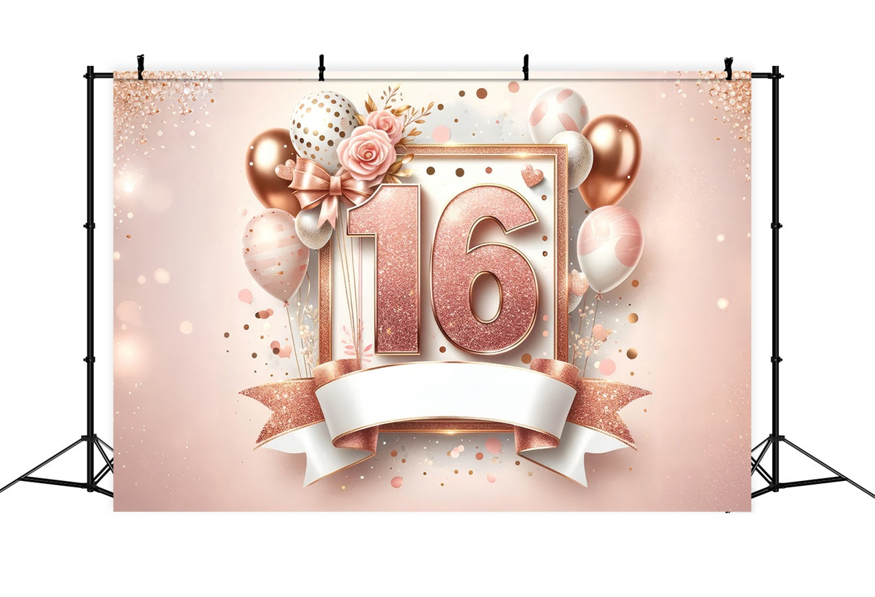 Backdrop Geburtstag Rose Gold Sweet 16 Celebration Backdrop BRP12-276