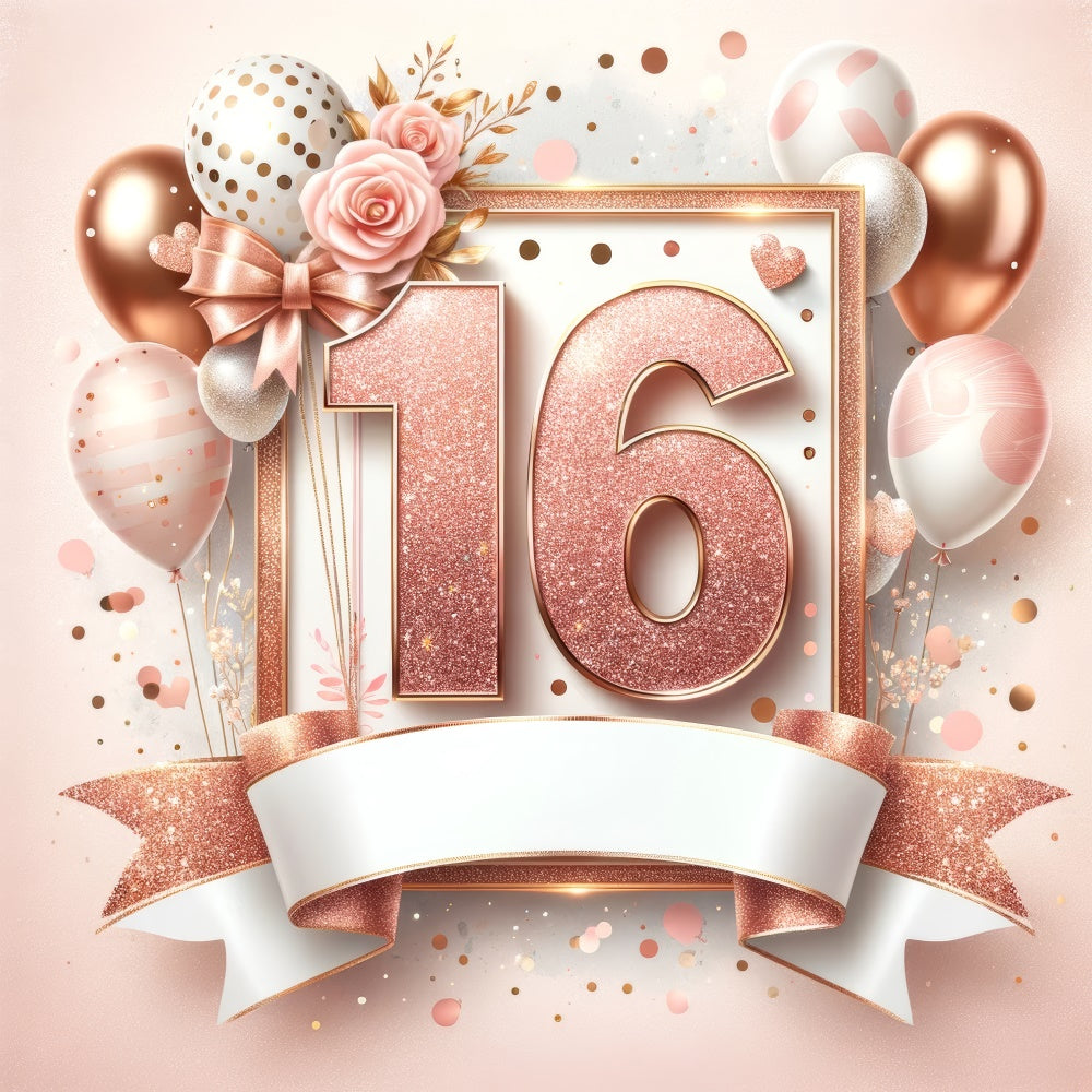 Backdrop Geburtstag Rose Gold Sweet 16 Celebration Backdrop BRP12-276