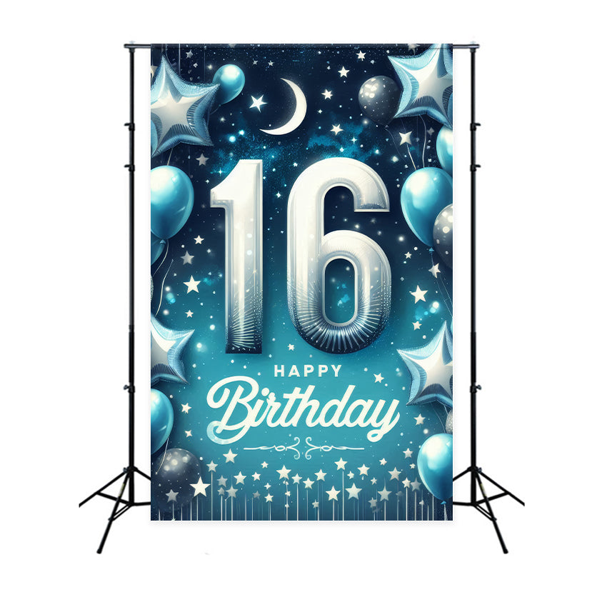 Geburtstag Backdrop Elegant Blau Nacht Stern Sweet 16 Backdrop BRP12-277