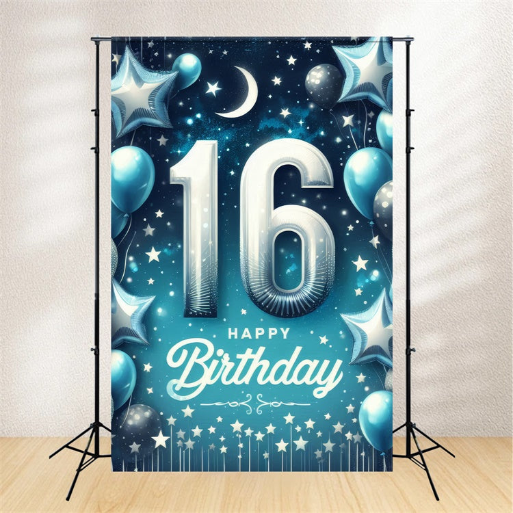 Geburtstag Backdrop Elegant Blau Nacht Stern Sweet 16 Backdrop BRP12-277