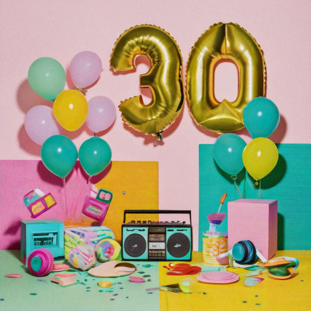 Backdrop Geburtstag Stylish Pastell Ballon 30. Party Backdrop BRP12-279