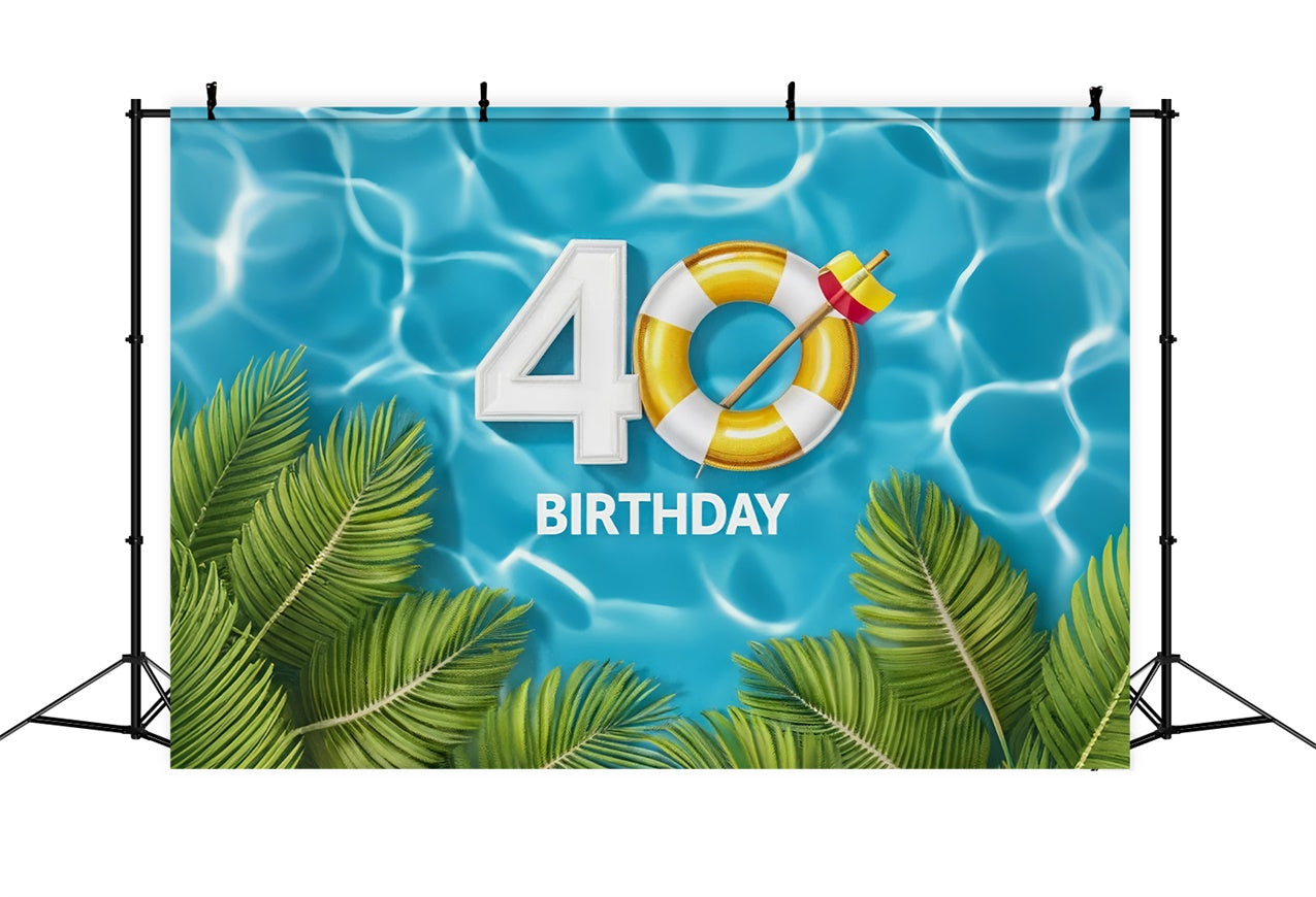 Custom Birthday Backdrops Classic Tropical Pool 40. Backdrop BRP12-280