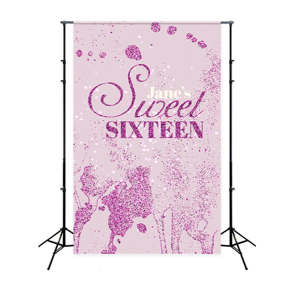 Backdrops Geburtstag Sparkling Pink Glitter Sweet 16 Backdrop BRP12-282