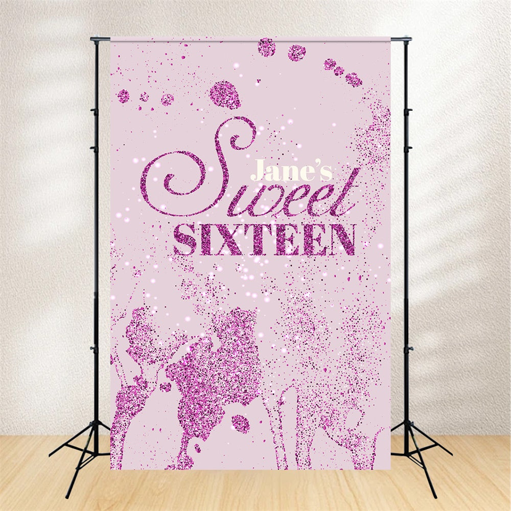 Backdrops Geburtstag Sparkling Pink Glitter Sweet 16 Backdrop BRP12-282