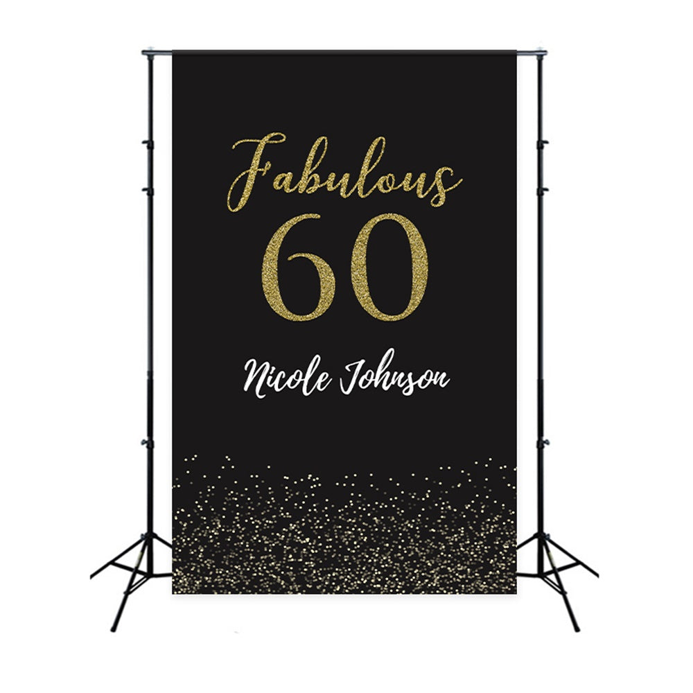 60. Geburtstag Backdrops Luxuriöse Schwarz Gold Party Backdrop BRP12-284