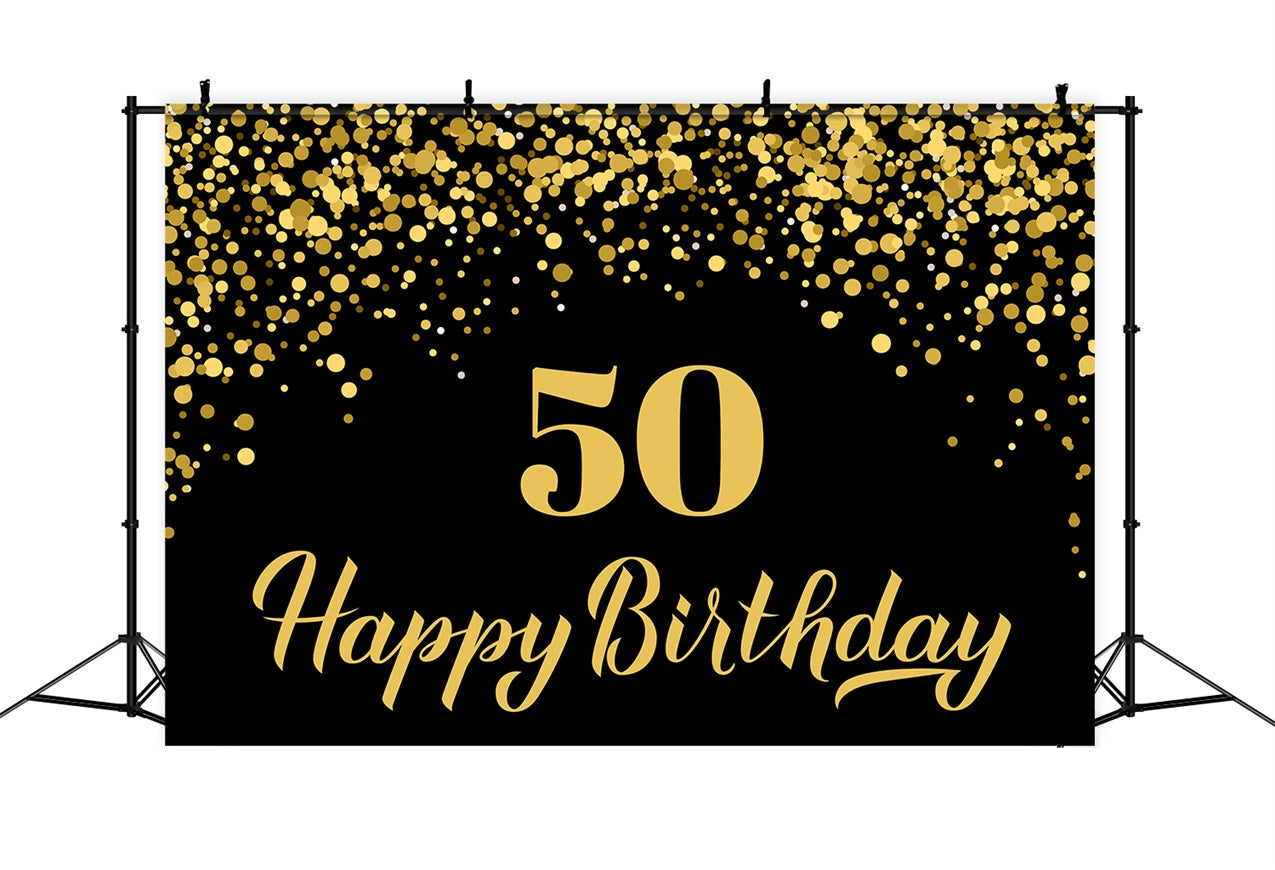 Custom Birthday Backdrop Schwarz Gold Glitter 50th Backdrop BRP12-285