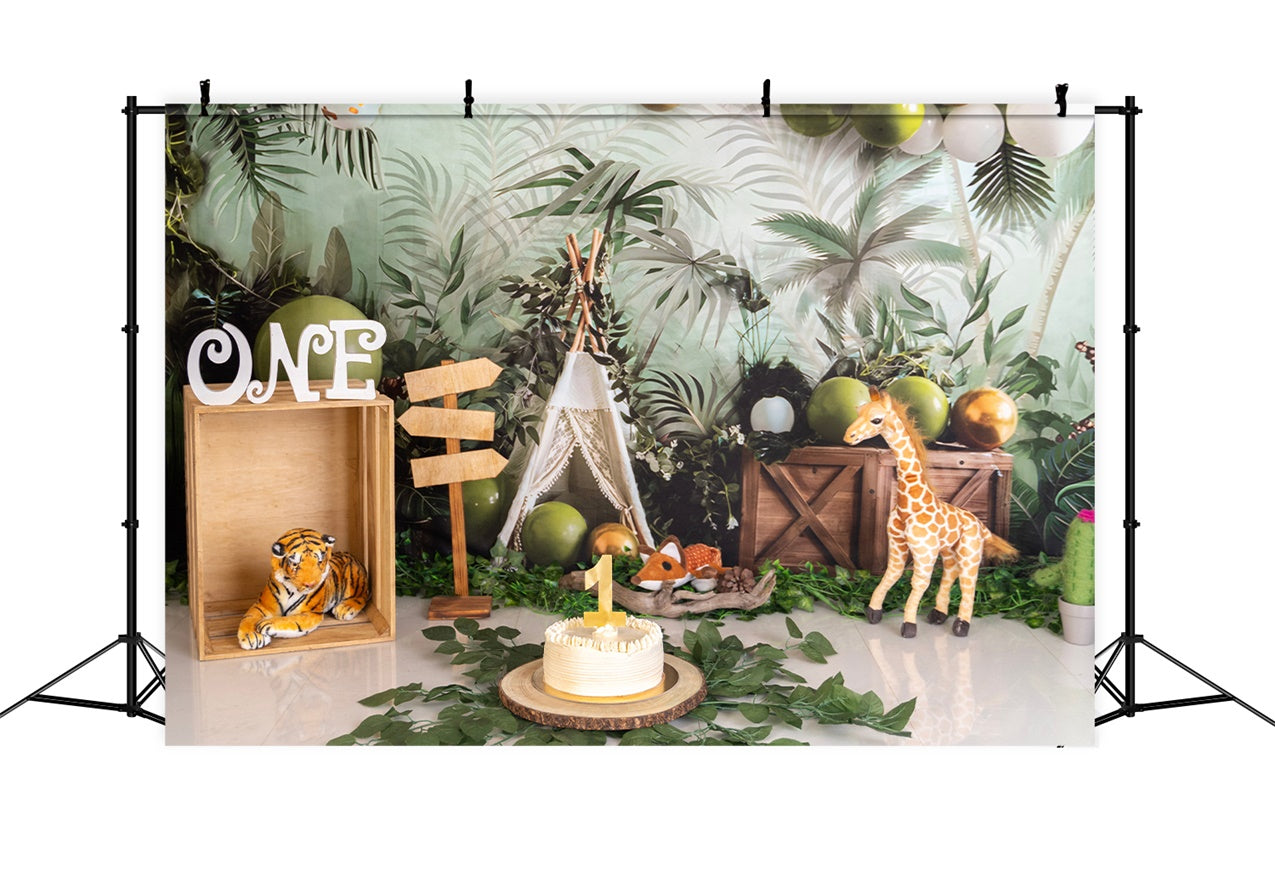 1. Geburtstag Backdrop Safari Dschungel Party Backdrop BRP12-301