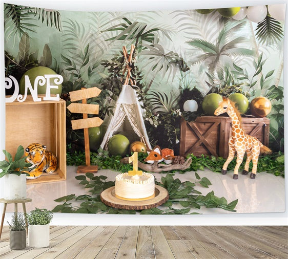 1. Geburtstag Backdrop Safari Dschungel Party Backdrop BRP12-301