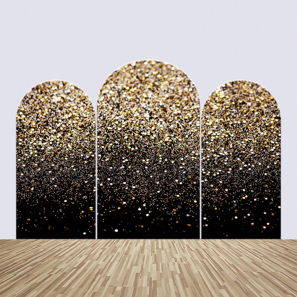 Customize Backdrop für Geburtstag Gold Schwarz Glitter Arch Backdrop BRP12-310