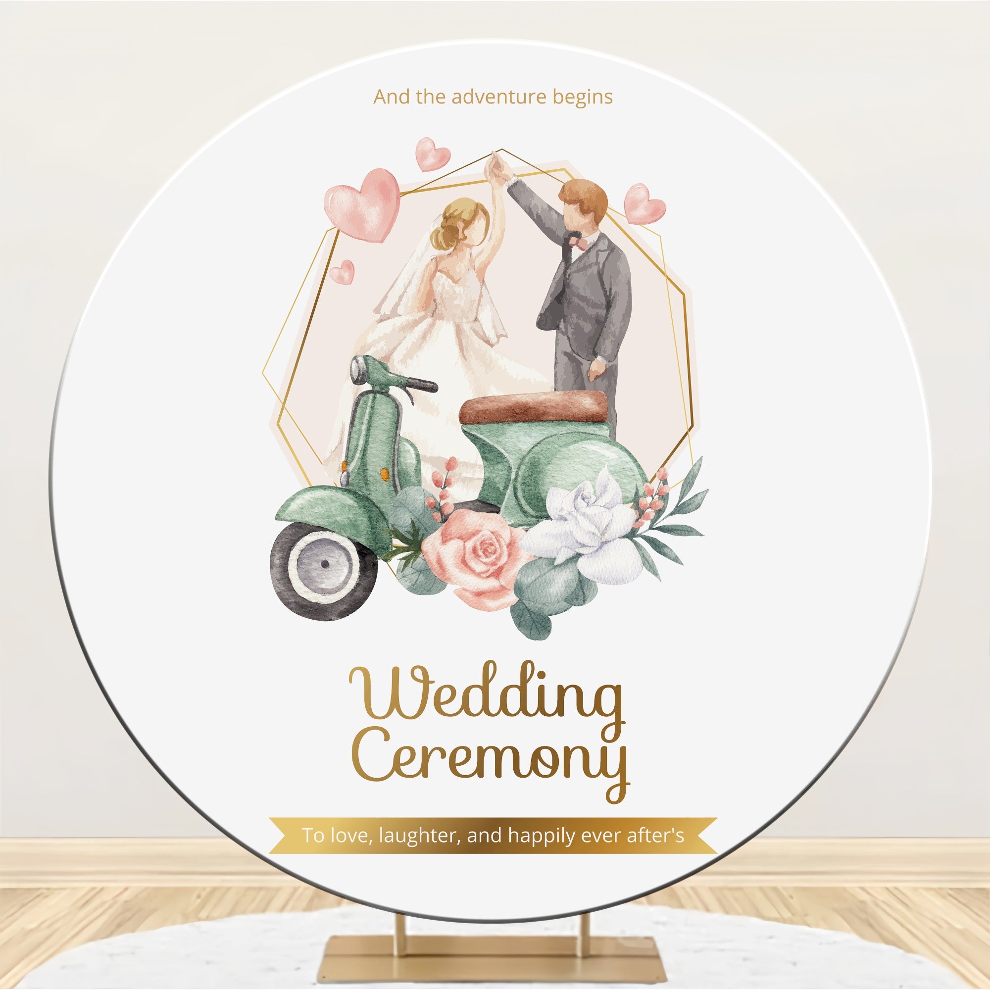 Hochzeit Backdrop Custom Vintage Scooter Runde Hintergrund BRP12-337