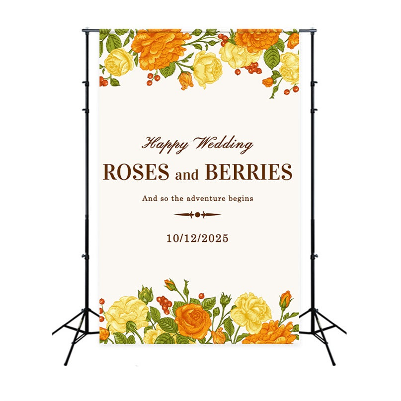 Hochzeitskulisse Personalisierte Helle Beeren Rosen Kulisse BRP12-342