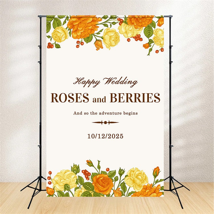 Hochzeitskulisse Personalisierte Helle Beeren Rosen Kulisse BRP12-342