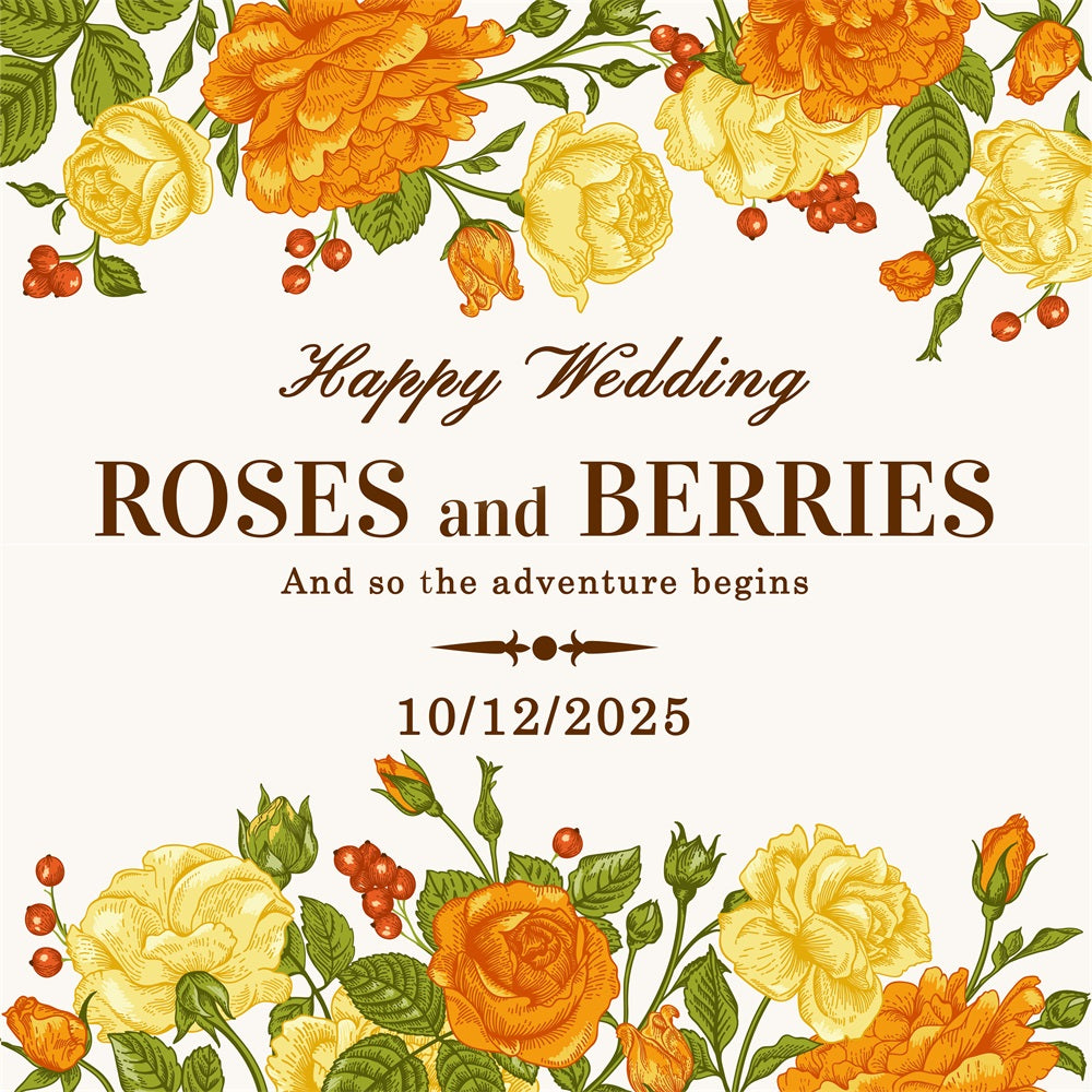 Hochzeitskulisse Personalisierte Helle Beeren Rosen Kulisse BRP12-342