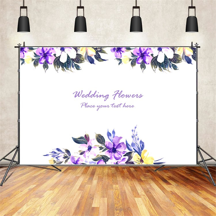 Custom Wedding Photo Booth Backdrop Lila Blumen Aquarell Hintergrund BRP12-357