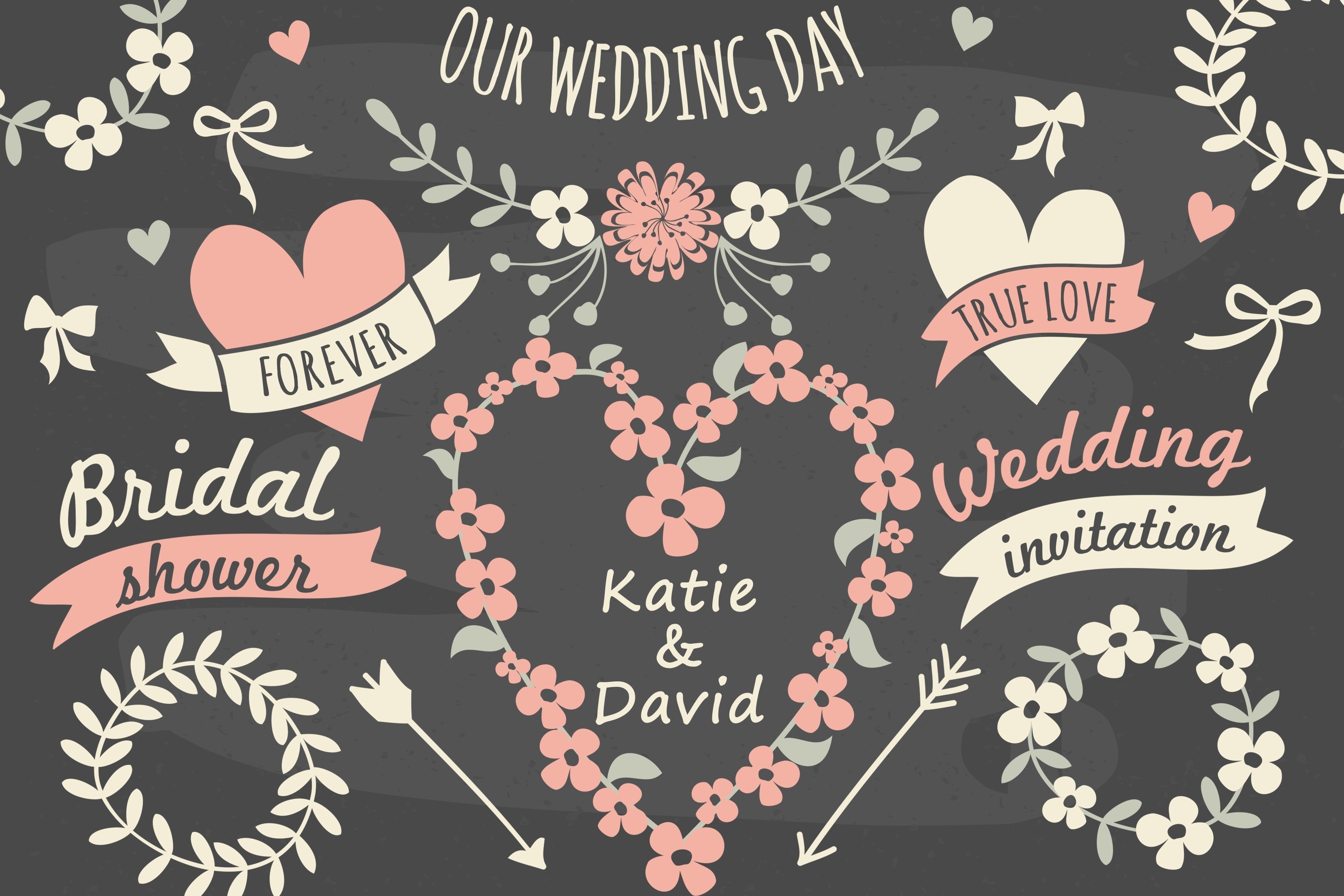 Custom Backdrop für Hochzeitstag Floral Heart Hintergrund BRP12-359