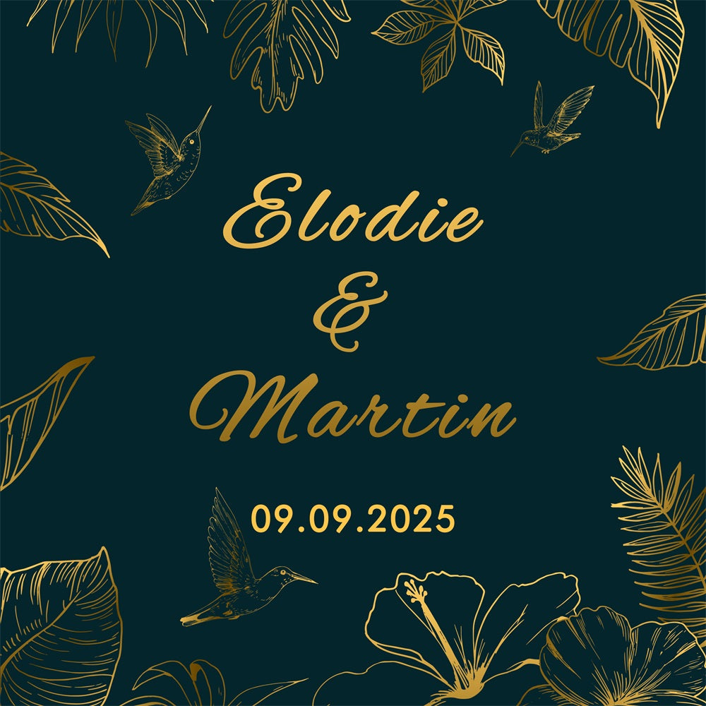 Personalisierte Hochzeit Backdrops Grün Gold Natur Hintergrund BRP12-363