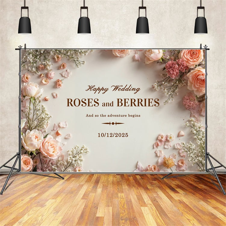 Custom Backdrops für Hochzeiten Floral Soft Pink Hintergrund BRP12-366