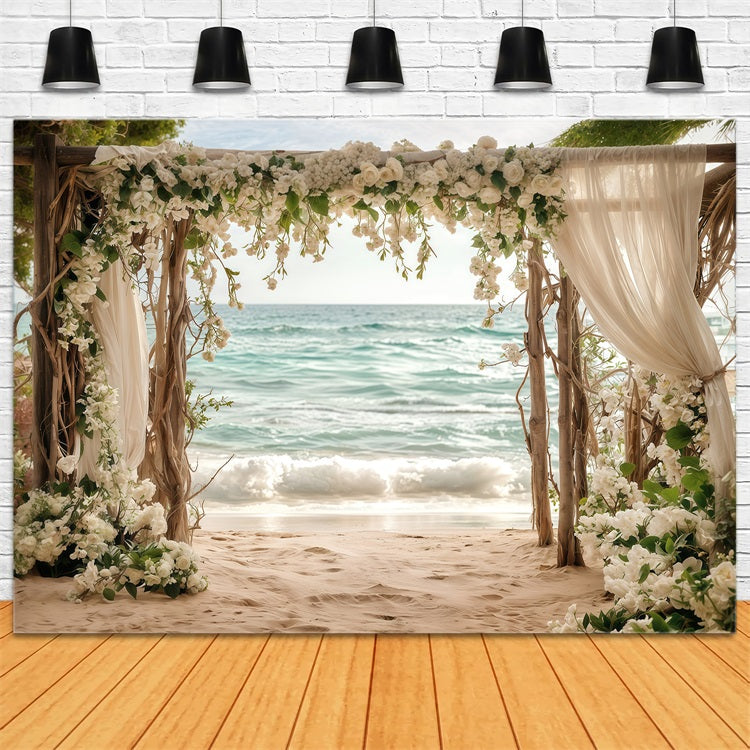 Hochzeit Backdrop Ideen Weiß Floral Strand Bogen Hintergrund BRP12-382