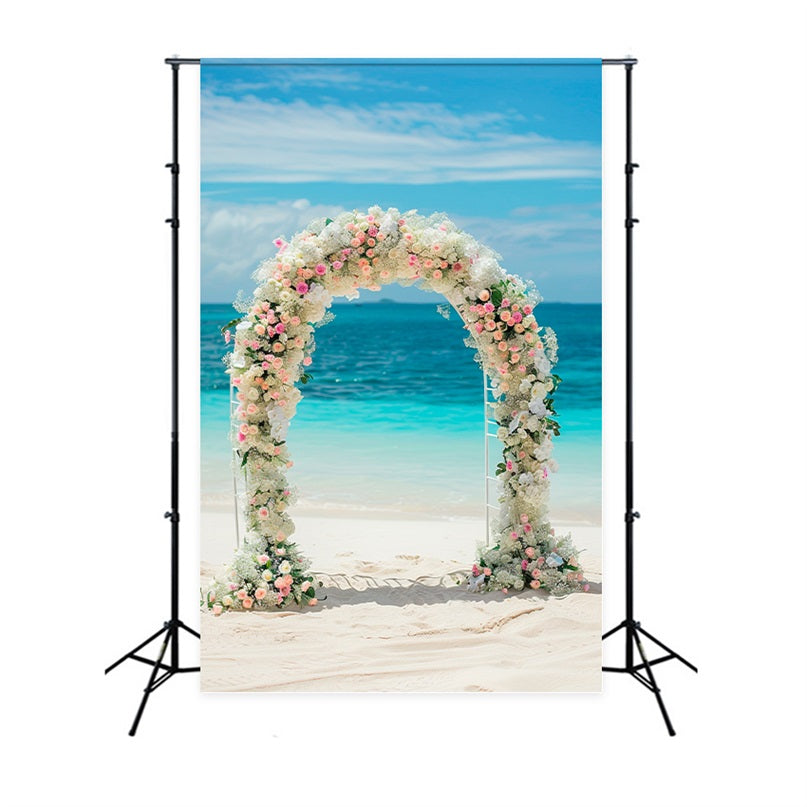 Outdoor-Hochzeit Fotohintergrund Strand Floral Bogen Hintergrund BRP12-388