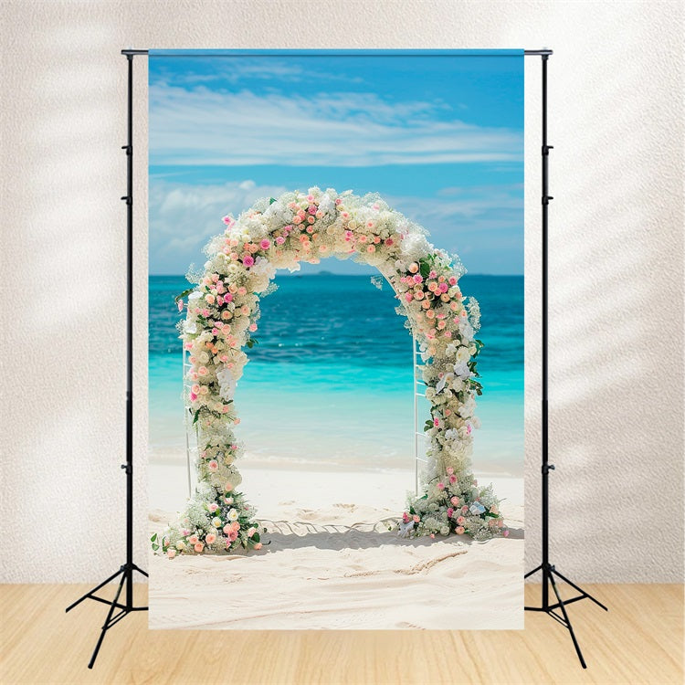 Outdoor-Hochzeit Fotohintergrund Strand Floral Bogen Hintergrund BRP12-388