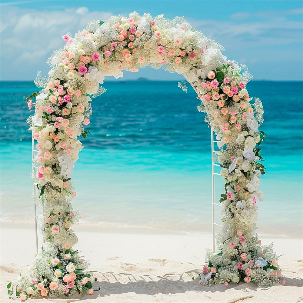 Outdoor-Hochzeit Fotohintergrund Strand Floral Bogen Hintergrund BRP12-388