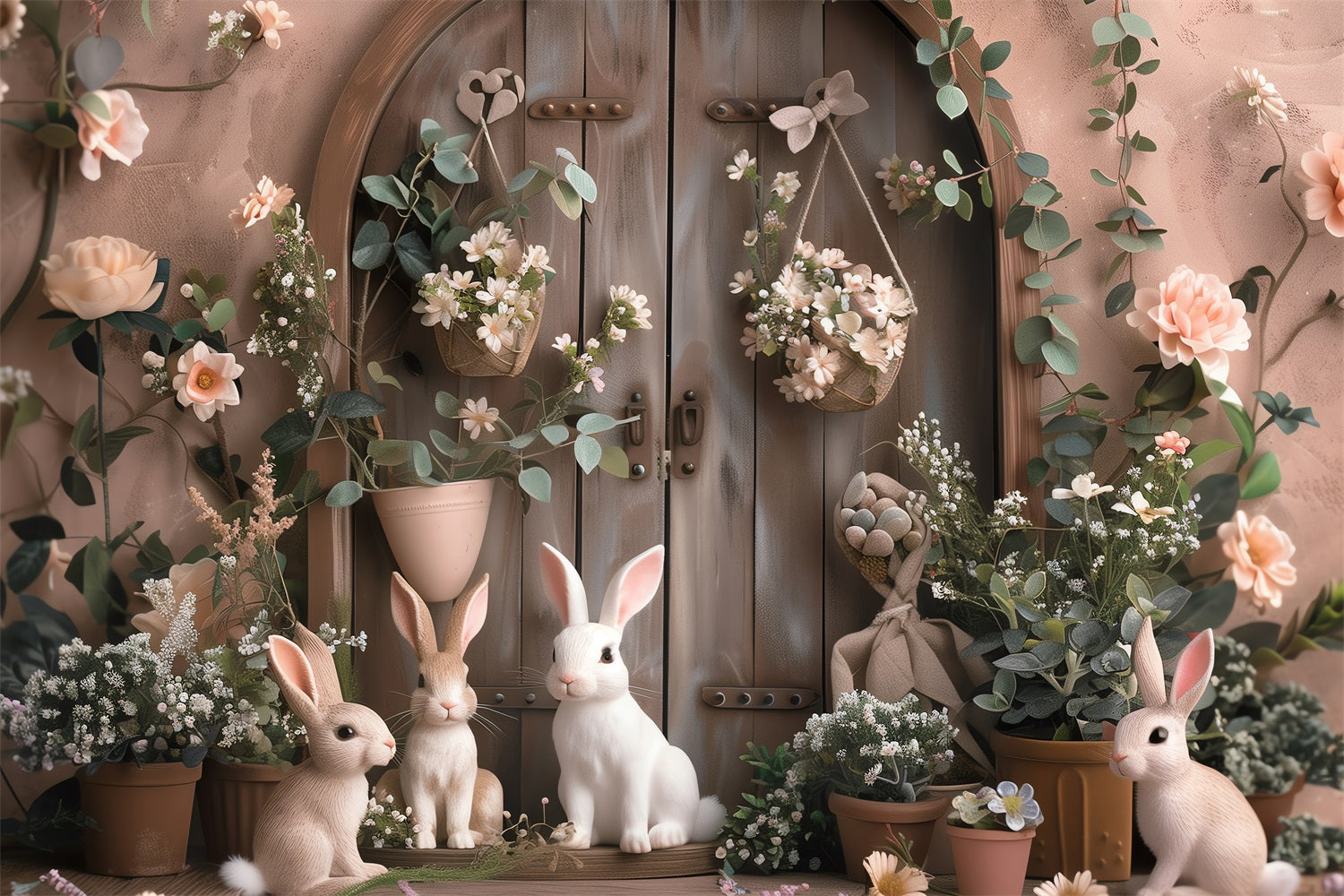 Ostern Hintergrund Fotografie Bunny Cottage Floral Decor Ostern Hintergrund BRP12-393