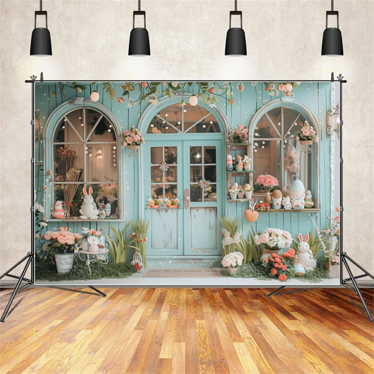 Fotohintergrund Ostern Kaninchen Floral Fenster Display Hintergrund BRP12-395