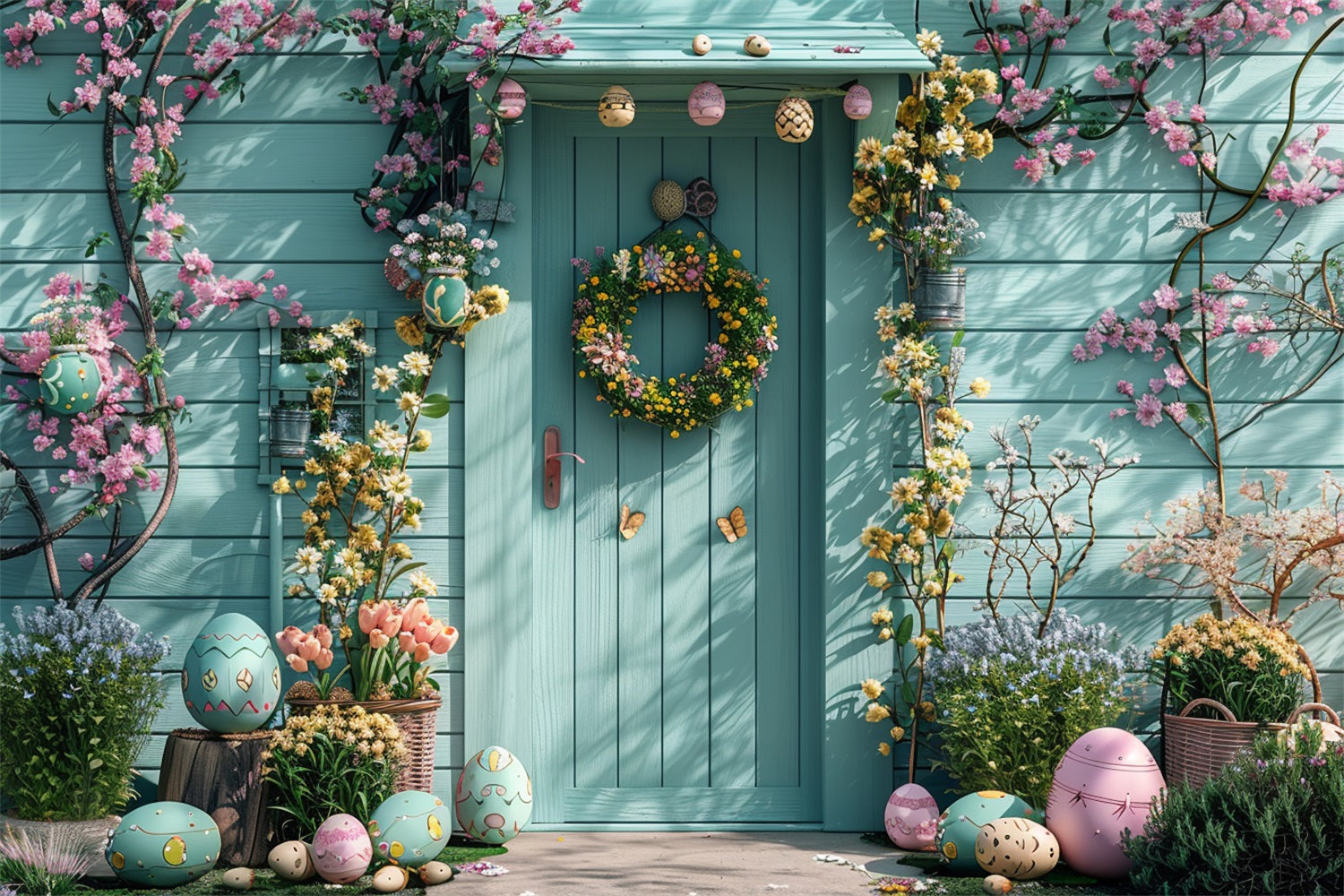 Fotografie Ostern Hintergrund Charming Doorway Spring Egg Ostern Hintergrund BRP12-397