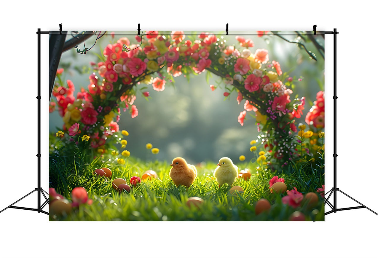 Fotografie Hintergrund Ostern Blume Bogen Adorable Chicks Hintergrund BRP12-407