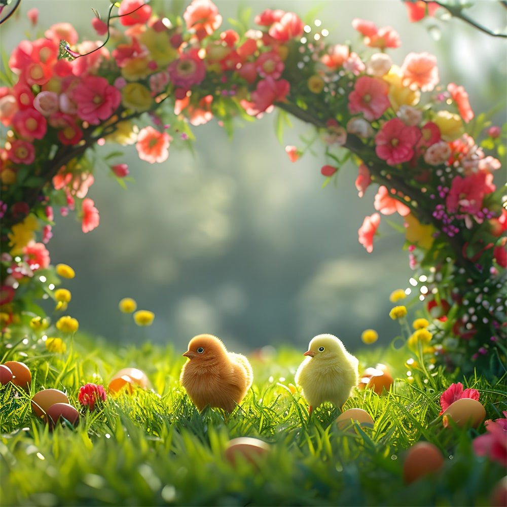 Fotografie Hintergrund Ostern Blume Bogen Adorable Chicks Hintergrund BRP12-407