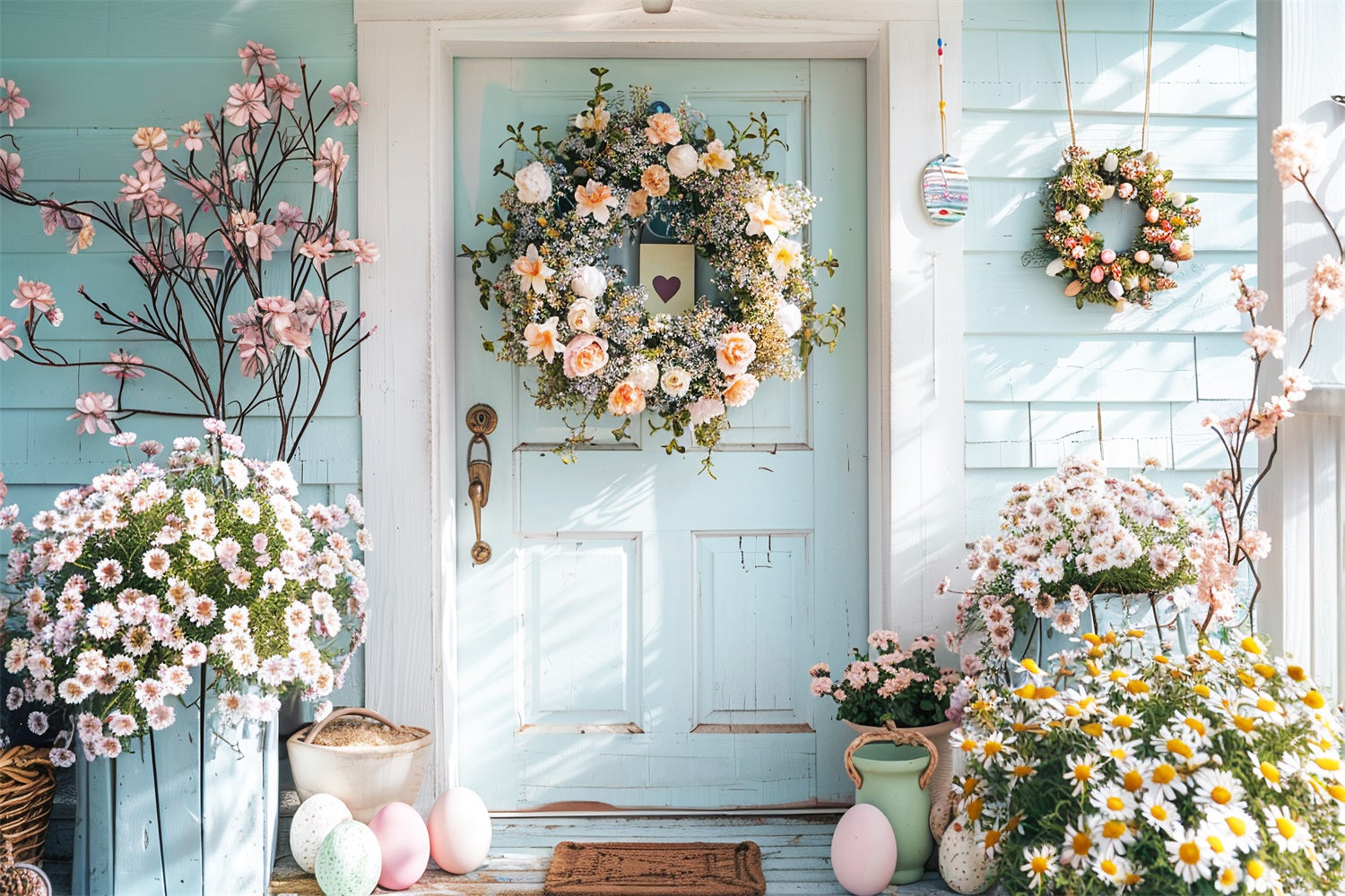 Kulisse für Ostern Frühling Veranda Blumenkranz Kulisse BRP12-408