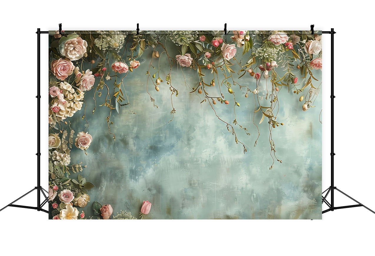 Backdrops für Mutterschaft Fotos Floral Blau Grau Wand Backdrop BRP12-41