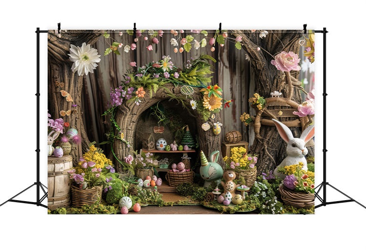 Ostern Fotohintergrund Rustikale Baumhaus Hase Dekor Hintergrund BRP12-411