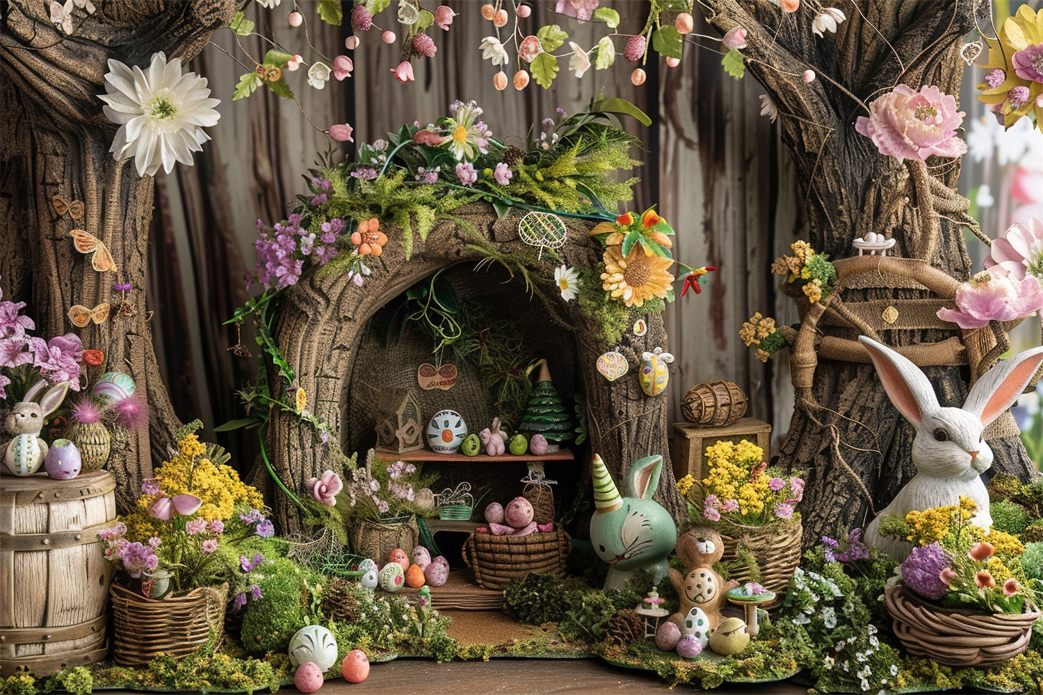 Ostern Fotohintergrund Rustikale Baumhaus Hase Dekor Hintergrund BRP12-411