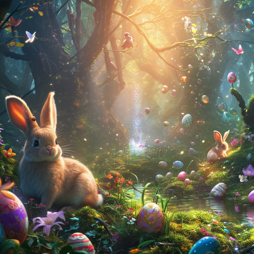 Ostern Fotohintergrund Bunny Egg Hunt Wald Hintergrund BRP12-422