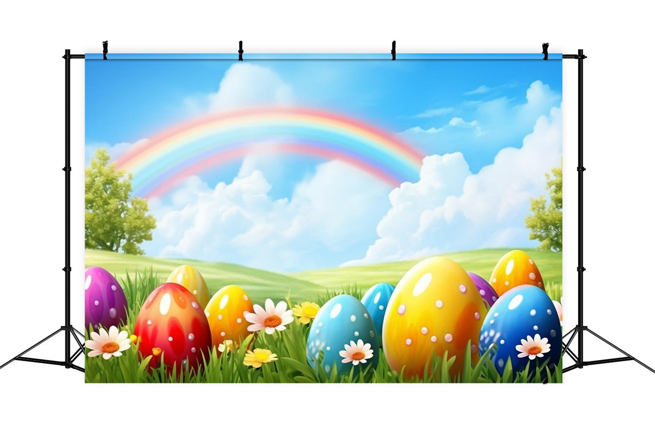 Ostern Hintergrund Fotografie Regenbogen Wiese Eier Ostern Hintergrund BRP12-426