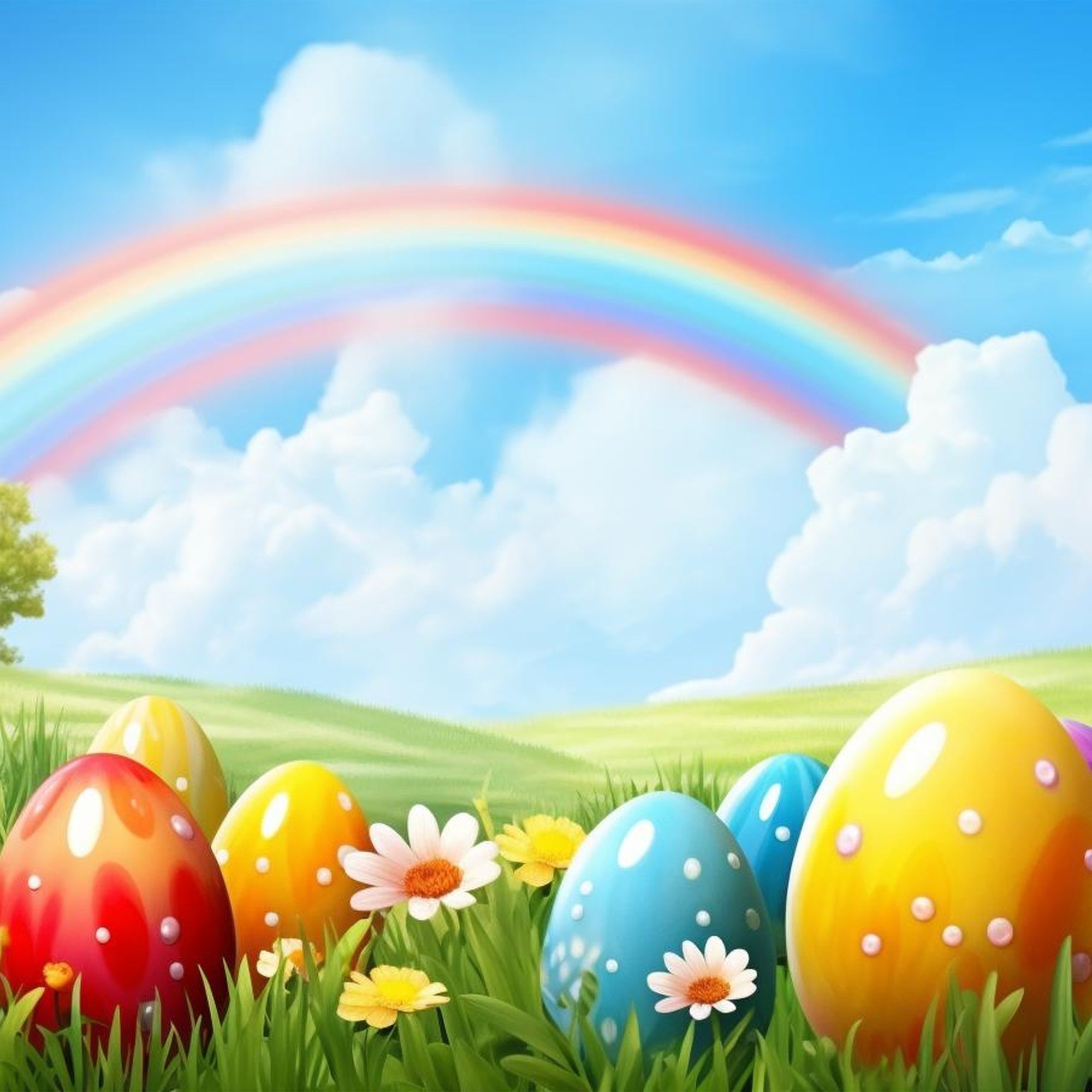 Ostern Hintergrund Fotografie Regenbogen Wiese Eier Ostern Hintergrund BRP12-426