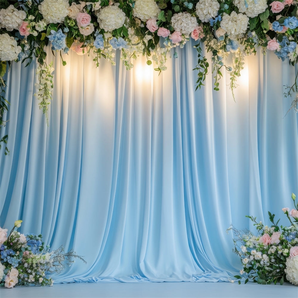 Spring Backdrops Soft Blue Floral Drapes Hochzeit Hintergrund BRP12-449