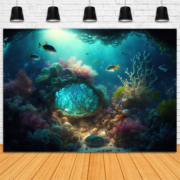 Meerjungfrau Backdrops Bunte Koralle Wasserpflanzen Backdrop BRP12-46